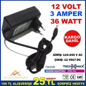 Ücretsiz Kargo 12 VOLT 3 AMPER 36 WATT MODEM ADAPTÖRÜ TM-2100