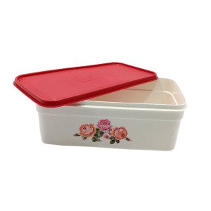 Çiçek Desenli Hava Almaz Kapaklı Dikdörtgen Saklama Kabı 2,5 lt Kapasiteli