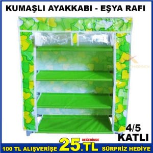 4KATLI ÖZEL KAPANABİLİR KUMAŞ AYAKKABI EŞYA RAFI