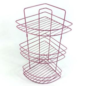 Metal Üzeri Pembe Boyalı 3 Katlı Banyo Köşeliği Paslanmaz