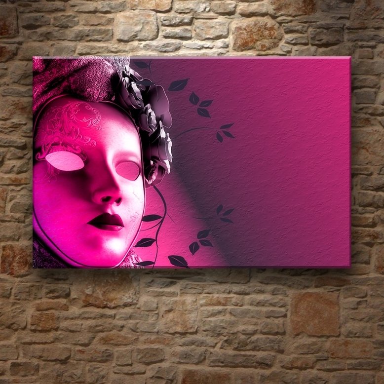 PEMBE MASKELİ KADIN 7 değişen ölçü ORİJİNAL KANVAS TABLO