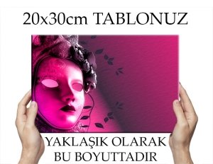 PEMBE MASKELİ KADIN 7 değişen ölçü ORİJİNAL KANVAS TABLO