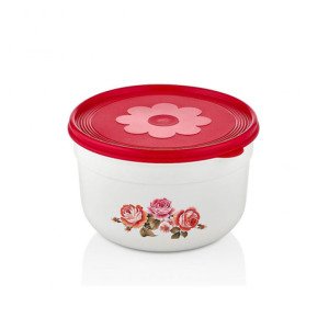 Çiçek Desenli Hava Almaz Kapaklı Yuvarlak Saklama Kabı 3 lt Kapasiteli