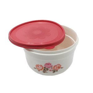 Çiçek Desenli Hava Almaz Kapaklı Yuvarlak Saklama Kabı 3 lt Kapasiteli