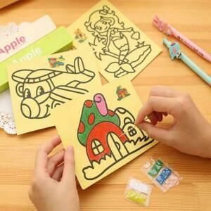 Büyük Boy 5 Adet Kum Boyama Seti Farklı Desenli A4 Boyutunda