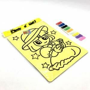 Büyük Boy 5 Adet Kum Boyama Seti Farklı Desenli A4 Boyutunda