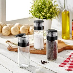 Cam Hazneli Kaya Tuzu Karabiber Baharat Öğütücü Değirmeni 260cc