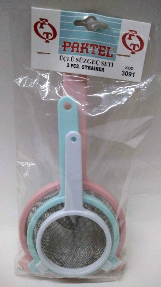 Paktel 3'lü Süzgeç Seti Paslanmaz 3 Adet 13cm,10cm,8cm D-Raf