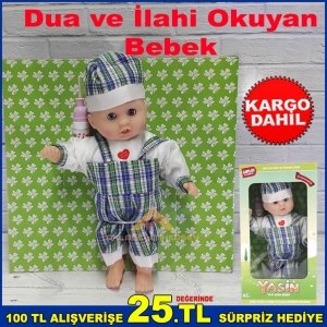 Dua Eden ve İlahı Söyleyebilen Oyuncak Bebek 38x20cm Ebatında