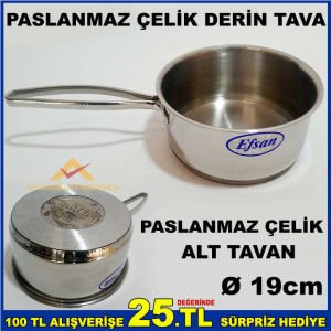 19cm PASLANMAZ ÇELİK DERİN TAVA ÇELİK ALT TABAN