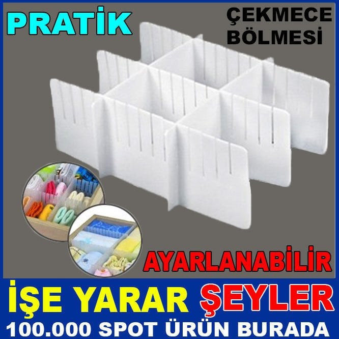 ÇEKMECELERİNİZİ DÜZENE SOKUN.,AYARLANIR PLASTİK ÇEKMECE DÜZENLEYİCİ BÖLME Çekmece bölme sistemi