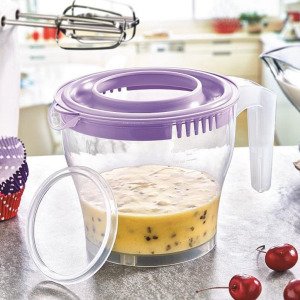 Çift Kapaklı Kaymaz Tabanlı Kulplu Sıçratmaz Mikser Kabı 2 lt