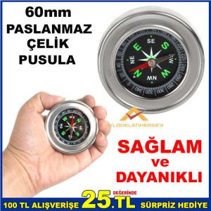 60mm PASLANMAZ ÇELİK SAĞLAM ve DAYANIKLI PUSULA