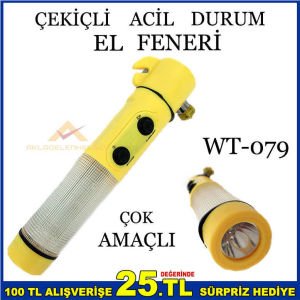 ÇOK AMAÇLI ÇEKİÇLİ SU GEÇİRMEZ ACİL DURUM FENERİ