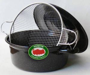 OCAK ÜSTÜ FRİTÖZ PASLANMAZ TEL SÜZGEÇLİ 2.2 LİTRE EMAYE KIZARTMA TENCERESİ EMAYE KAPAKLI SÜZGEÇLİ