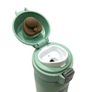 İçi Cam Dışı Başak Tozundan Üretilmiş Sağlıklı Cam Matara 400 ml Doğa Dostu Kilitli Su Matarası