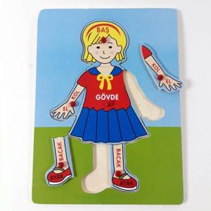 6 parçalı Eğitici Ahşap Puzzle İnsan Vücudunu Öğretir