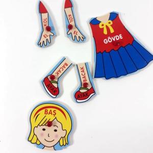 6 parçalı Eğitici Ahşap Puzzle İnsan Vücudunu Öğretir