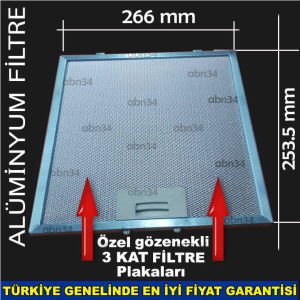 Alüminyum Davlumbaz Filtresi 266x253.5mm Ankastre Filtresi 26.6x25.3cm Alüminyum Kartuş Filtre abn34