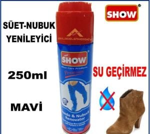 Mavi Süyet Boyası Su Geçirmez 250ml Süet,Nubuk Ayakkabı-Çanta-Mont Boyası Mavi Renk Sprey Boya