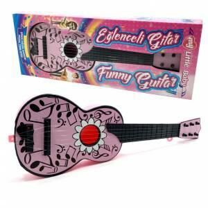 6 Telli Oyuncak Klasik Mini Gitar 52 cm Eğitici Çocuk Gitarı Pembe