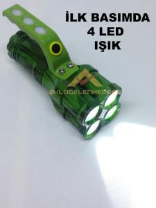 ŞARJ EDİLEBİLİR ÜÇ ÇEŞİT IŞIK KAYNAKLI 16x9cm ŞARJLI EL FENERİ