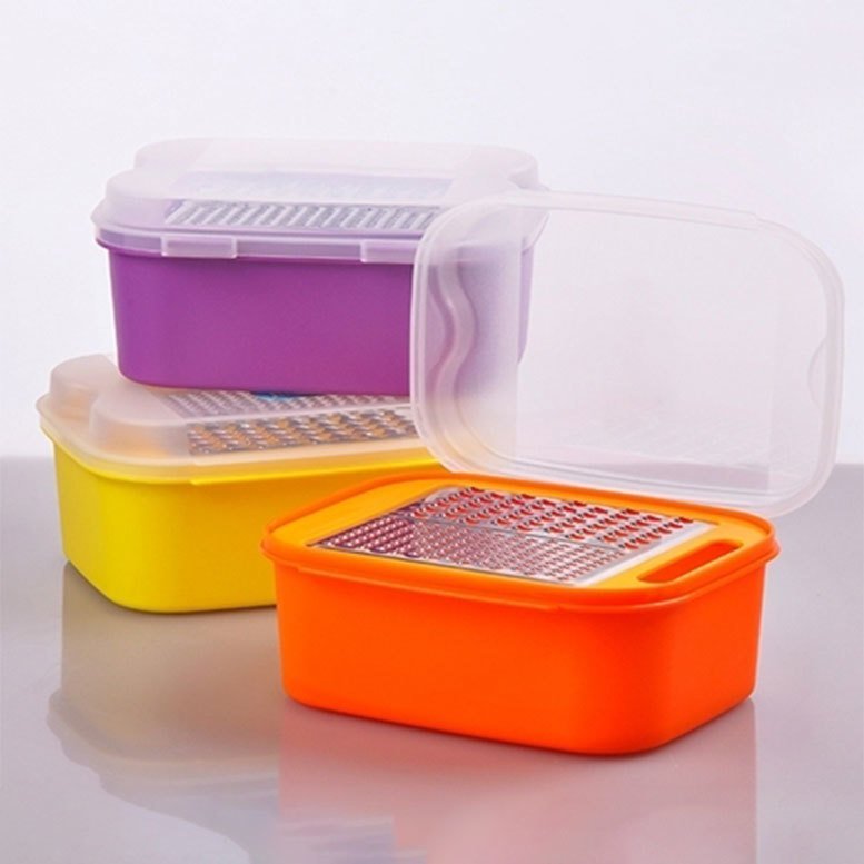 Hazneli ve Saklama Kaplı Büyük Boy Paslanmaz Çelik Rende 11x17cm Ebatında Dekoratif Rende