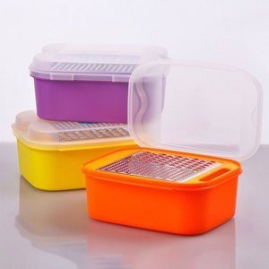 Hazneli ve Saklama Kaplı Büyük Boy Paslanmaz Çelik Rende 11x17cm Ebatında Dekoratif Rende