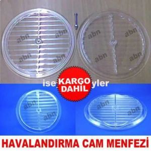 CAM MENFEZİ 18cm ŞEFFAF CAM HAVALANDIRMA MENFEZİ MUTFAK PENCERESİ DOĞALGAZ HAVALANDIRMASI MENFEZİ