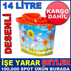 14 LT DESENLİ TEMİZLİK KOVASI VE SIKMA KOVASI KD