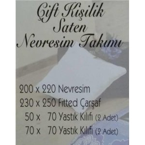 Çift Kişilik 6 Parça Saten Uyku Seti Nevresim,Büyük Boy Çarşaf,4