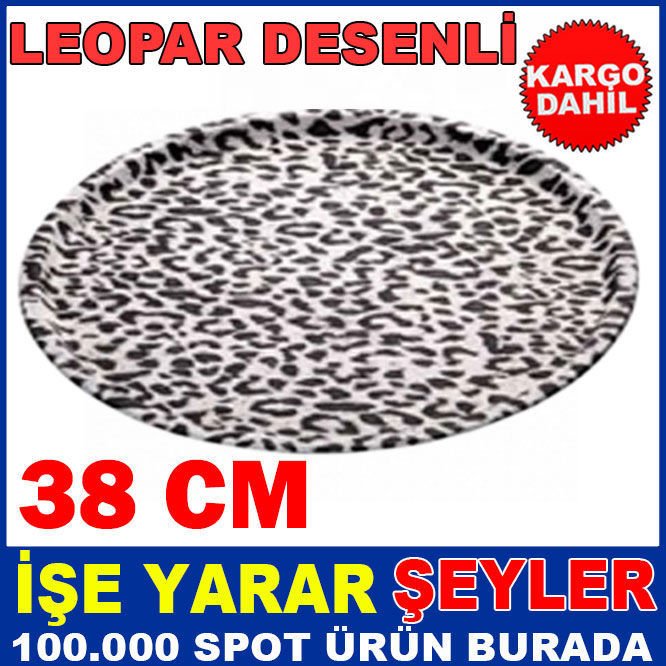 KAYDIRMAZ PLASTİK LEOPAR DESENLİ SERVİS TEPSİSİ 38 CM
