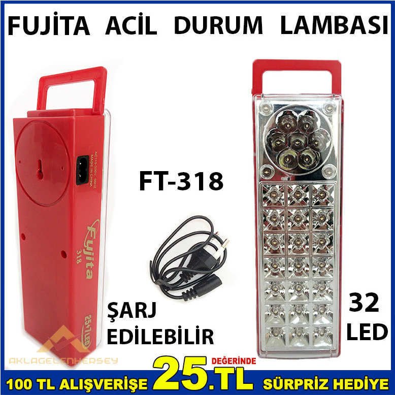 ŞARJ EDİLEBİLİR 32 LEDLİ ACİL DURUM LAMBASI