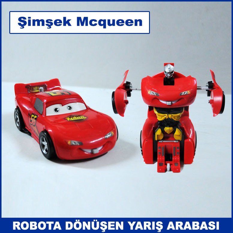 Şimşek Mcqueen Robota Dönüşen Yarış Arabası - Oyuncak Spor Araba