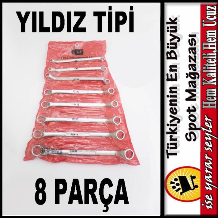 8 PARÇA YILDIZ KAPALI AĞIZLI KOMBİNE ANAHTAR SET