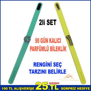 KRİSTAL TAŞ İŞLEME SİLİKON KEMERLİ 90 GÜN KALICI PARFÜMLÜ 2 ADET PARFÜM KOKULU BİLEKLİK