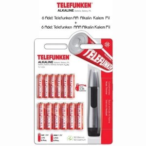 Telefunken 12 Adet Alkalin Pil Seti (6xaa + 6xaaa) Burun Ve Kulak