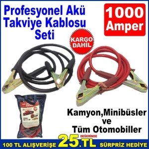 1000 Amper Profesyonel Akü Takviye Kablosu Seti Kamyonlara,Minibü