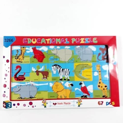 67 Parça Hayvanlar Alemi Eğitici Öğretici Plastik Blok Lego Puzzle