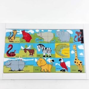 67 Parça Hayvanlar Alemi Eğitici Öğretici Plastik Blok Lego Puzzle