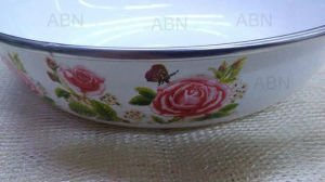 DIŞ YÜZEYİ ÇİÇEK DESENLİ EMAYE MUHALLEBİ TABAĞI NOSTALJİK 18cm RETRO EMAYE TABAK 1.KALİTE SIFIR ÜRÜN