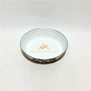 DIŞ YÜZEYİ ÇİÇEK DESENLİ EMAYE MUHALLEBİ TABAĞI NOSTALJİK 18cm RETRO EMAYE TABAK 1.KALİTE SIFIR ÜRÜN