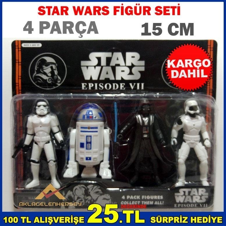Ücretsiz Kargo PİLLİ IŞIKLI STAR WARS EPISODE VII 4LÜ FİGÜR SET