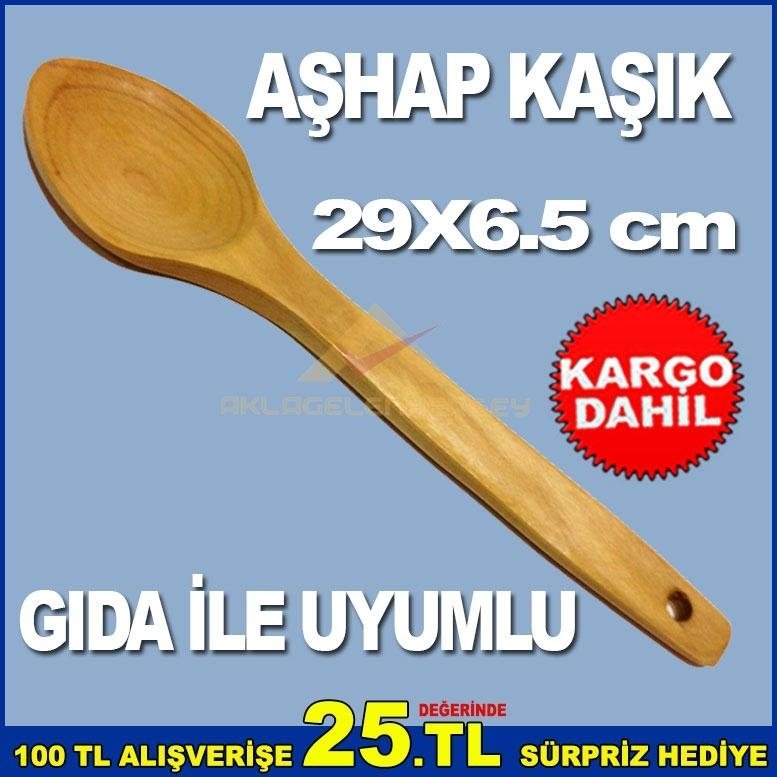 AHŞAPTAN YAPILMIŞ 29x6.5 CM GIDA İLE TEMASA UYUMLU KAŞIK