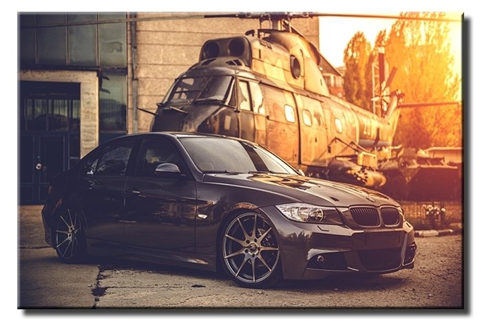 HELİKOPTER VE BMW 6 değişen ölçü ORİJİNAL KANVAS TABLO