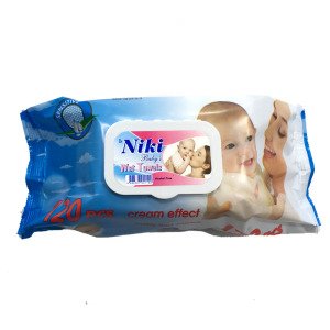 Kapaklı Büyük Islak Havlu Mendil Niki Baby's 120'li Islak Mendil Alkolsüz Bebek Islak Mendili