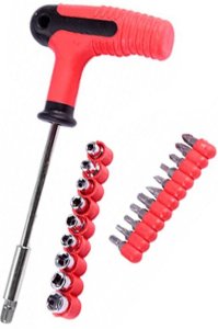 Hava Çeliği 25 Parça Lokma ve Bit Uç Seti T Tornavida Lokma Seti İzole Manavela Sap Mıknatısılı Uç