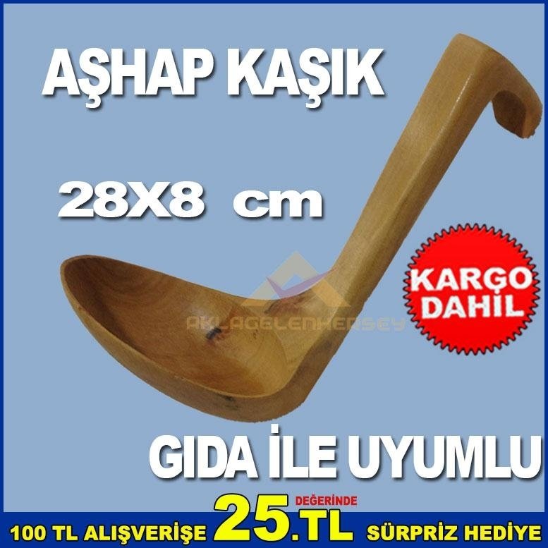 AHŞAPTAN YAPILMIŞ 28x8 CM GIDA İLE TEMASA UYUMLU KAŞIK