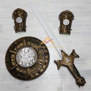 Diriliş Ertuğrul Osmanlı Kılıç Kalkan Bileklik Zırh Işıklı Sesli Dombra Çalar 4 Parça Oyuncak Seti