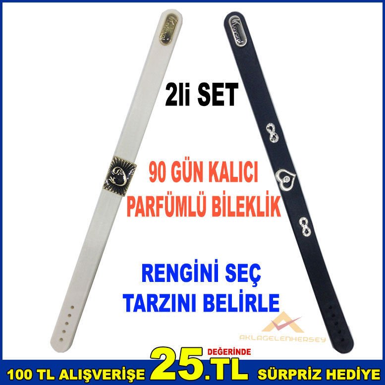 KRİSTAL TAŞ İŞLEME SİLİKON KEMERLİ 90 GÜN KALICI PARFÜMLÜ 2 ADET PARFÜM KOKULU BİLEKLİK 20 (60mm) - beyaz